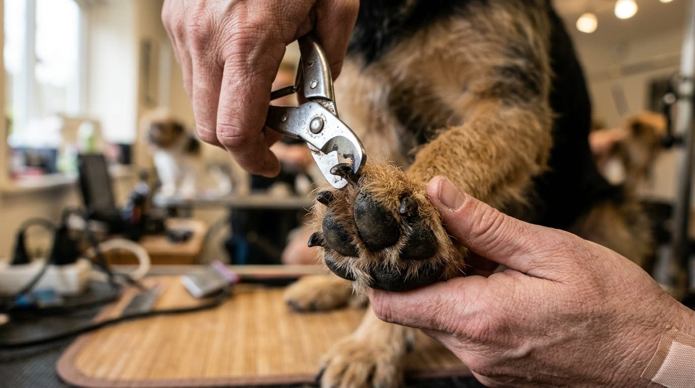 Close-up dog nail trimming for a grooming client from Alcoa, TN