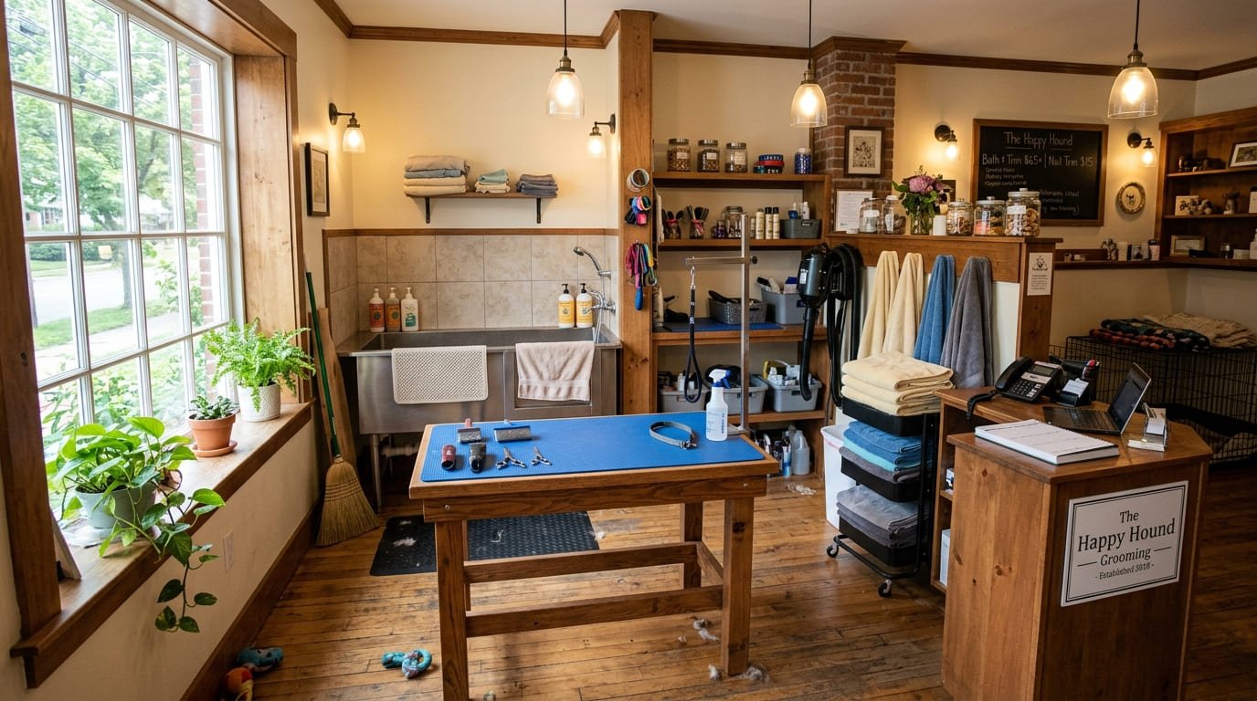 Interior of the Foothills Dog Grooming salon in Maryville, TN