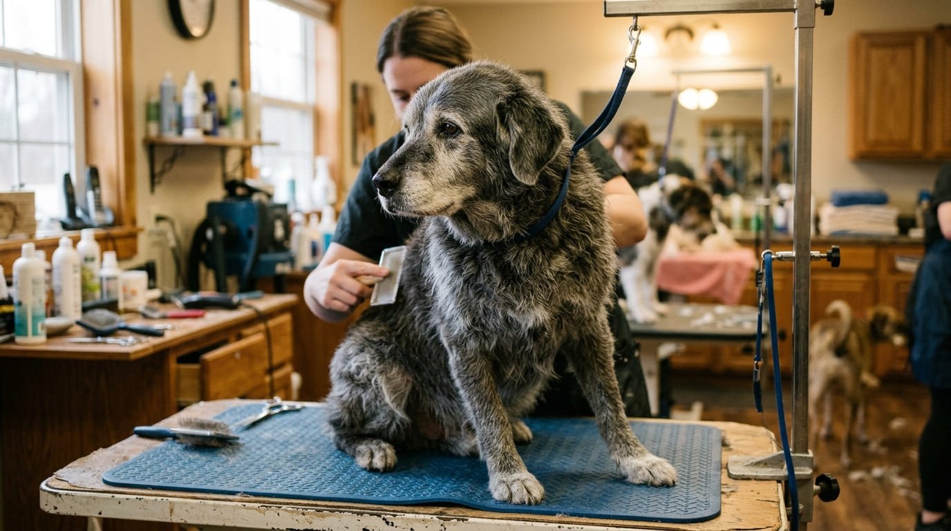 Senior dog receiving gentle, patient care in Maryville, TN